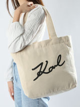 Schoudertas K/signature Canvas Karl lagerfeld Wit k signature 240W3884-vue-porte