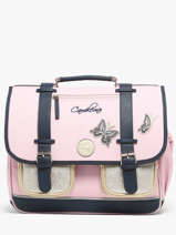 Boekentas 3 Compartimenten Cameleon Roze vintage family boulanger CA41