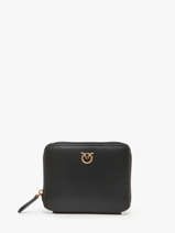 Portefeuille Leder Pinko Zwart love bag icon A0F1