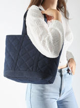 Handtas Cabas Katoen Vanessa bruno Blauw cabas 4V40378-vue-porte