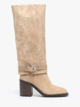 Laarzen Met Hak Selena Uit Leder Alpe Beige women 52841122