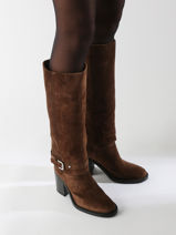 Laarzen Met Hak Selena Uit Leder Alpe Bruin women 52841133-vue-porte