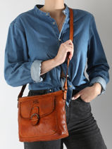 Cross Body Tas Utility Leder Basilic pepper Bruin utility BUTI06-vue-porte