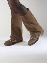 Laarzen Uit Leder N6 Beige women GE5-vue-porte