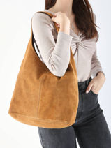 Schoudertas Velvet Leder Milano Bruin velvet VE24062B-vue-porte
