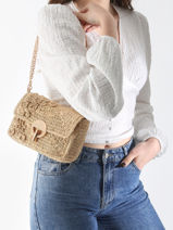 Crossbody Tas M Moyen Moon Raffia Fleuri Vanessa bruno Beige moon raphia 25V40533-vue-porte