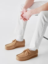 Derby Veterschoenen Wallabee Uit Leder Clarks Bruin men 26172821-vue-porte