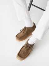 Derby Veterschoenen Wallabee Uit Leder Clarks Groen men 26180920-vue-porte