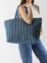 Schoudertas Heritage Jacquard Katoen Lacoste Blauw heritage jacquard NU4994PB-vue-porte