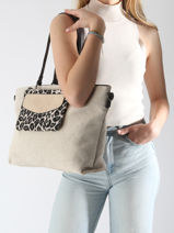 Handtas Mix Leopard Katoen Miniprix Beige mix leopard 6211-vue-porte
