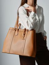 Handtas Belleville Leder Lancel Bruin belleville A13738-vue-porte