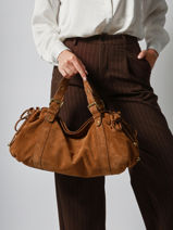 Schoudertas Folk Leder Gerard darel Bruin folk DAS01407-vue-porte