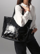 Schoudertas Le Cabas M In Gekreukeld Leder Vanessa bruno Zwart cabas cuir 82V40378-vue-porte