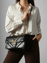 Cross Body Tas Love Bag Icon Leder Pinko Zwart love bag icon 4549A2OS-vue-porte