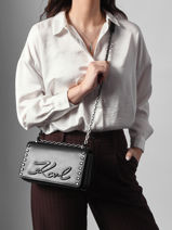 Cross Body Tas K Signature Studs Leder Karl lagerfeld Zwart k signature B1W30049-vue-porte