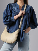 Cross Body Tas Seam Leder Basilic pepper Beige seam BSEA03-vue-porte