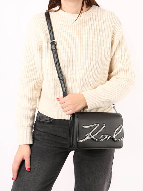 Schoudertas K Signature Leder Karl lagerfeld Zwart k signature 235W3061 ander zicht 1