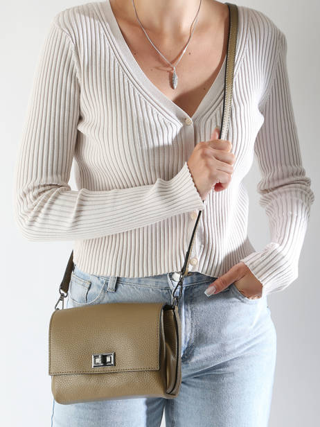 Cross Body Tas Caviar Leder Milano Groen caviar CA24061 ander zicht 1