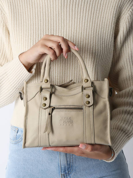 Cross Body Tas Cow Leder Basilic pepper Beige cow BCOW72 ander zicht 1