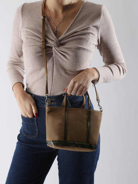 Cross Body Tas Baby Cabas Pailletten Vanessa bruno Bruin cabas 1V40410 ander zicht 1