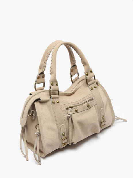 Schoudertas Velvet Leder Milano Beige velvet VE24094 ander zicht 2