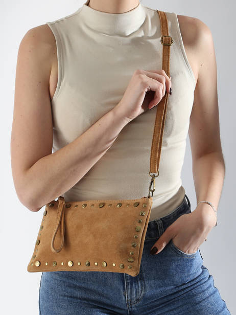 Cross Body Tas Velvet Leder Milano Bruin velvet VE241111 ander zicht 1
