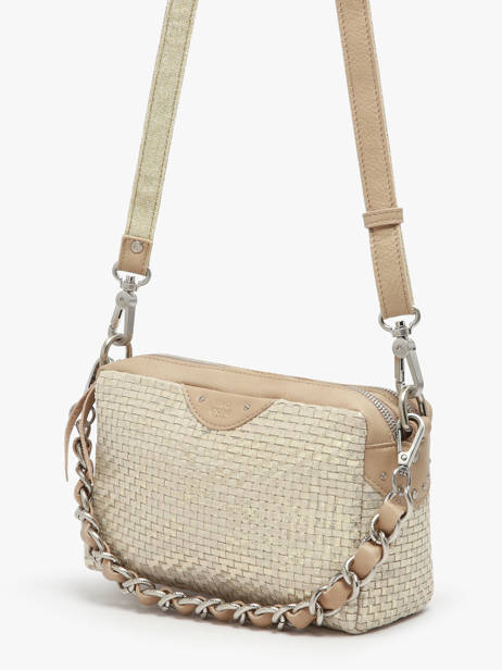 Cross Body Tas Vintage Leder Mila louise Beige vintage 23673WC ander zicht 2