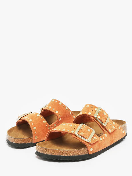 Slippers Uit Leder Birkenstock Oranje women 1029513 ander zicht 1