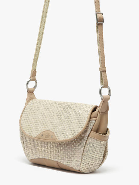 Cross Body Tas Vintage Leder Mila louise Beige vintage 35231WX ander zicht 2