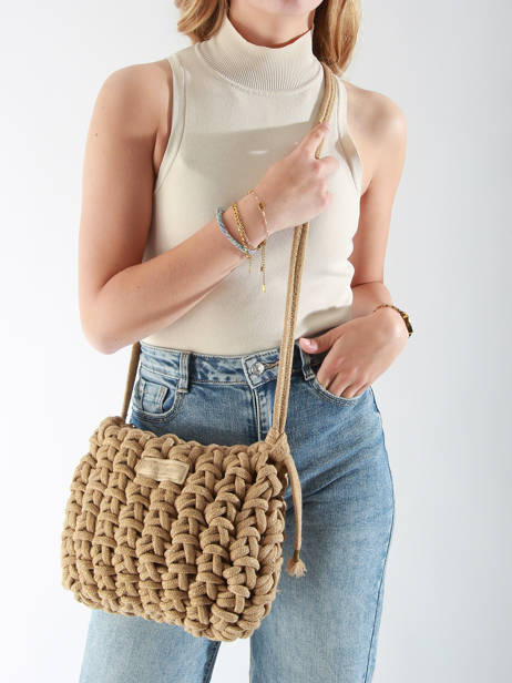 Cross Body Tas Crochet Le voyage en panier Beige crochet PM854 ander zicht 1