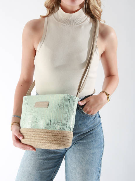 Cross Body Tas Irisé Raffia Le voyage en panier Blauw guimauve PM289 ander zicht 1