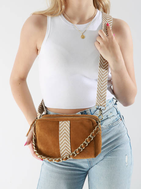 Cross Body Tas Vintage Leder Mila louise Bruin vintage 23673V3 ander zicht 1