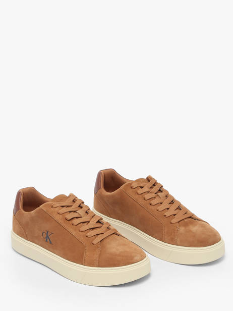 Sneakers Uit Leder Calvin klein jeans Bruin men YM01434 ander zicht 2