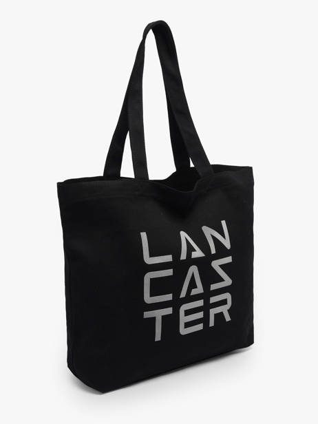 Schoudertas Tote Bag 3 Lines Katoen Lancaster Zwart tote bag 3 lines 6 ander zicht 1