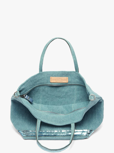 Handtas Cabas Linnen En Pailletten Vanessa bruno Blauw cabas lin 31V40435 ander zicht 4