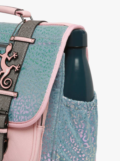 Boekentas 2 Compartimenten Cameleon Blauw vintage fantasy PBVGCA38 ander zicht 5