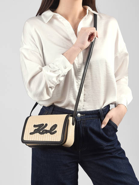 Cross Body Tas K Signature Raphia Karl lagerfeld Beige k signature B2W30089 ander zicht 1